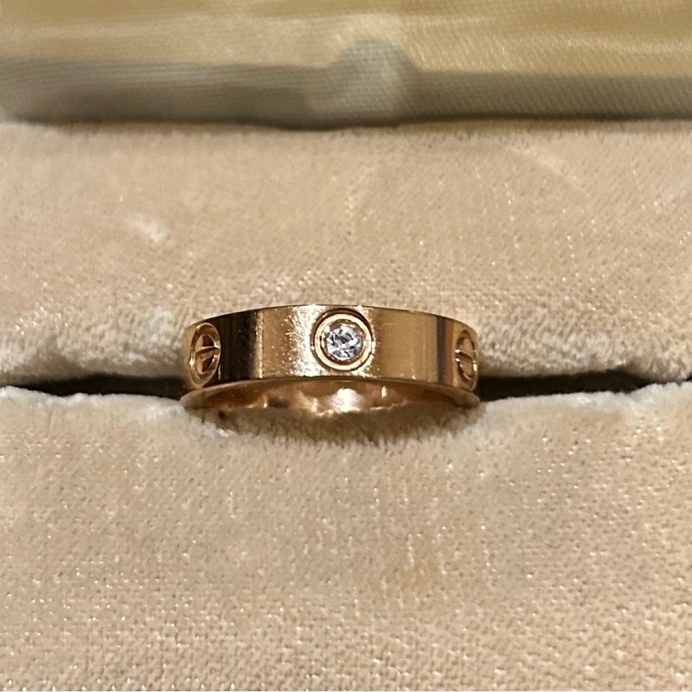 CARTIER Love 3 Diamonds Ring (MISSING 2) 18K Yellow Gold Size 55 US 7.5